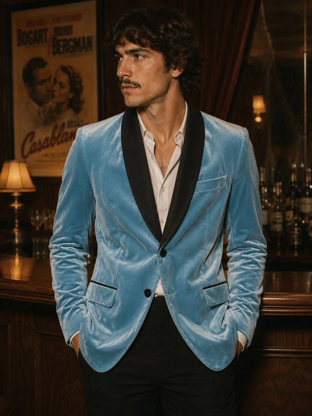 NWT 2017 Rare Zara Man Jacket Blue Velvet Tuxedo Smoking Blazer Shawl Medium 38